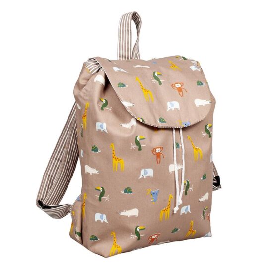 Παιδικό Σακίδιο Πλάτης με μοτίβο Happy Animals Taupe